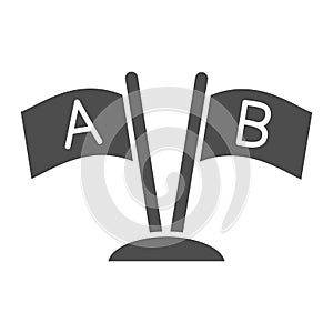 Two Flags with letters A and B solid icon, linguistics concept, countries relationship vector sign on white background