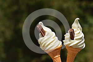 Two flake 99 soft whip ice cream cones