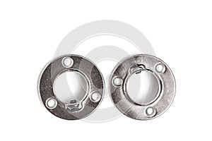 Two flanges for fixing pipe. On white background.