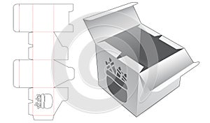 Two flips box with Christmas bag window die cut template