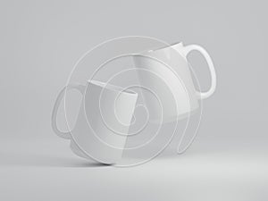 Two Floating 15 oz Ceramic Mugs Mock Up