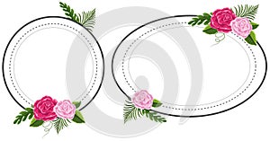 Two flower frames with pink roses