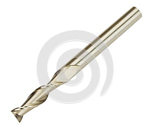 Two flute end mill for milling machines on white background