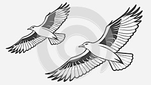 Two Flying Eagles Vector Graphic, vector design Generative AI