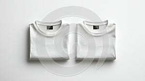 Two folded white t-shirts