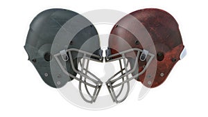 Two football helmets