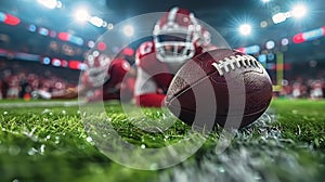 Two Football Helmets on Field