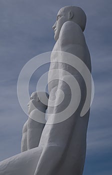 Two of four huge White Men statues, Esbjerg, Denmark