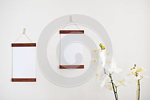 Two frames on a white wall interoir