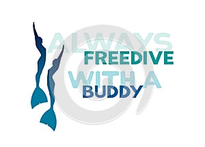 Two freedivers in monofins. Always freedive with a buddy. photo