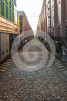 Between two freight trains