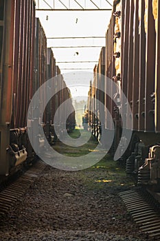 Between two freight trains