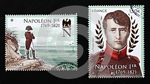 Two french postage stamps celebrating Napoleon