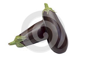 Two fresh aubergines isolated