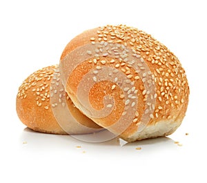 Two fresh bread loafs isolated on white