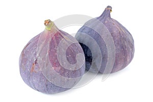 Two Fresh Fig Fruits Isolated on White Background