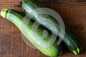 Two Fresh Green Zucchini Squash