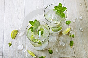 Two fresh mojitos cocktail