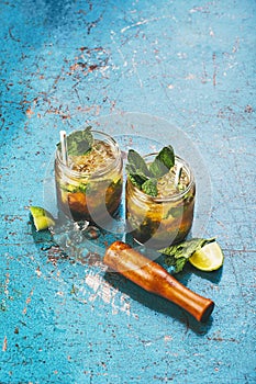 Two fresh mojitos cocktail.