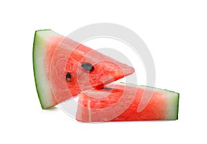 Two fresh sliced red watermelon isolated on white