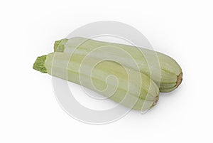 Two fresh young vegetable marrows isolated on white background