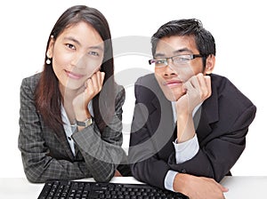 Two friendly marketing representatives