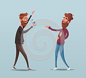 Two friends or colleagues having fun. Cartoon vector illustration. Loud laughter. Funny joke