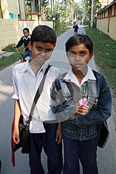 Two friends going to school