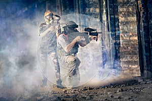 Two friends in paintball