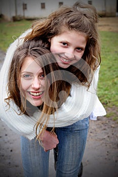 Two Friends Piggyback photo