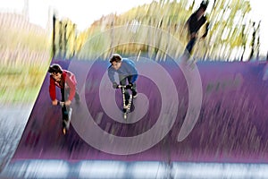 Two friends on a scooter