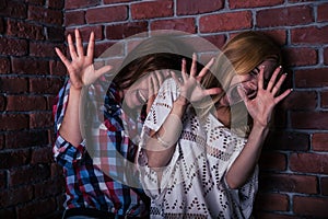 Two frightened woman