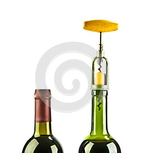 two full glasses bottle isolated on white