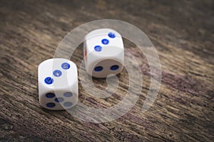 Two game dice number double three