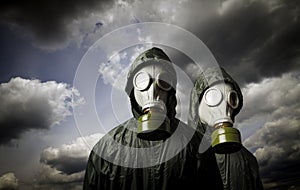 Two gas masks. Survival theme.