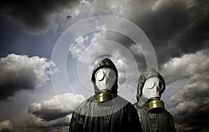 Two gas masks. Survival theme.