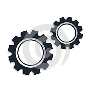 Two gear icons on white background design