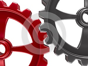 Two gears on white background