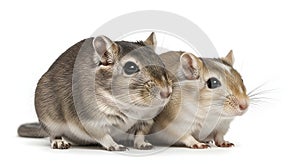 Two gerbils on a white background, ai generated