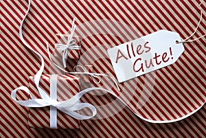 Two Gifts With Label, Alles Gute Means Best Wishes