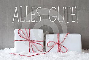 Two Gifts With Snow, Alles Gute Means Best Wishes