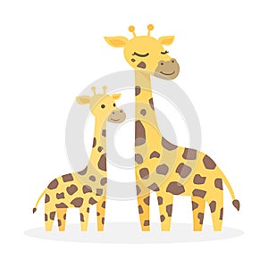 Two giraffes, Cute cartoon character, vector illustration