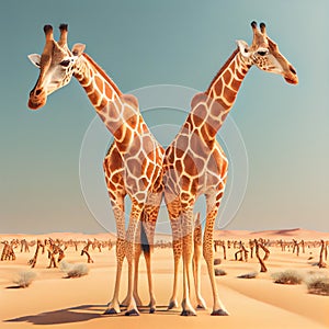 Two giraffes in lovely warm colors giraffe heads