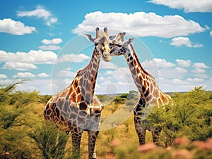 Two Giraffes Together Wildlife Animals