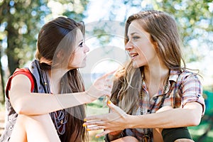 Two girlfriends outdoor