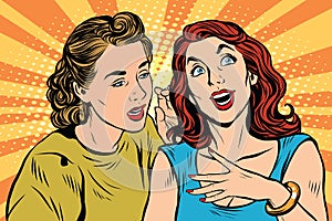 Two girlfriends talking pop art photo