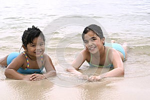 Two girls on beach