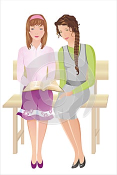 Two girls with Bible photo