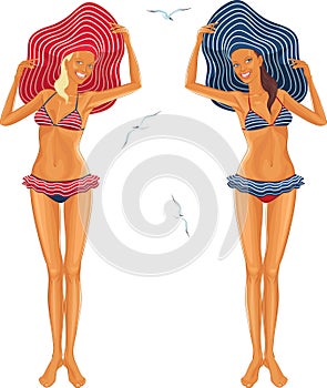 Two girls in bikini