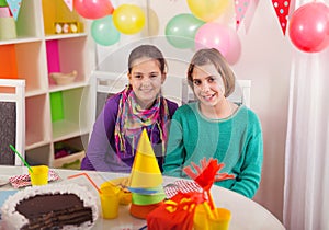 Two girls on birthday party